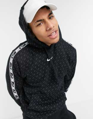 nike repeat pack taping hoodie in black