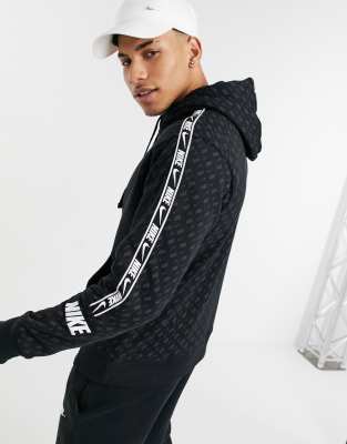 nike repeat pack taping hoodie in black