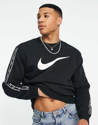 nike repeat pack taping hoodie in black