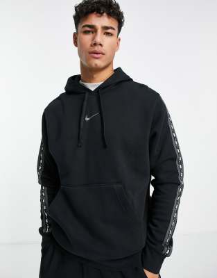 nike repeat pack taping hoodie in black