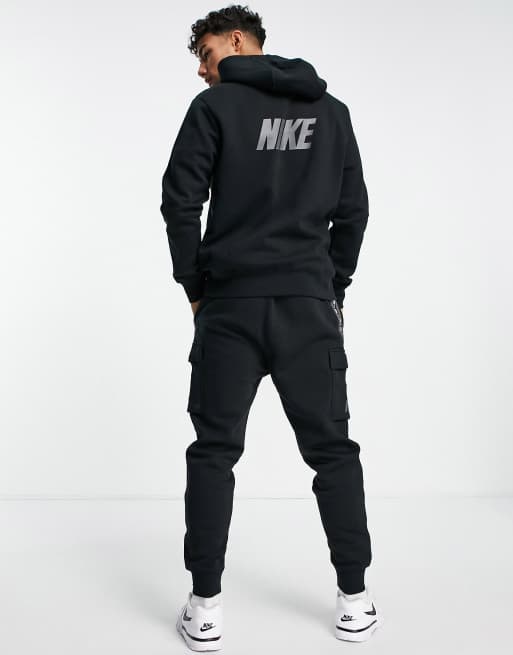 Nike repeat pack logo taping polyknit hoodie in online black