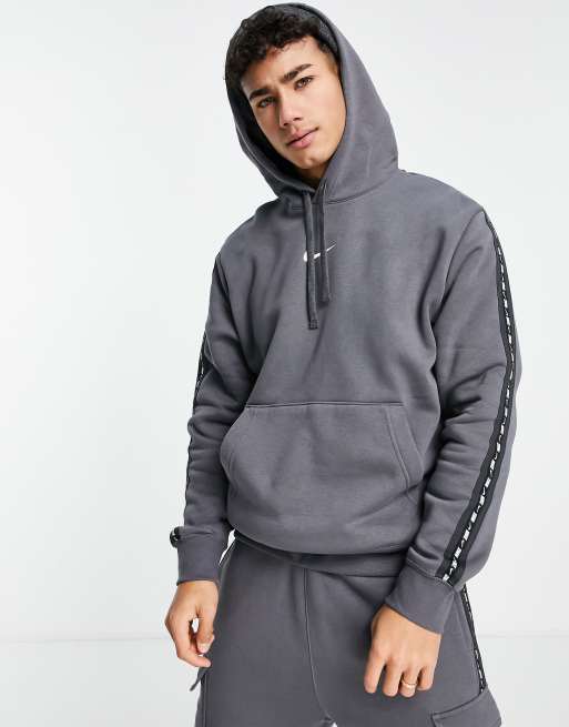 Nike Repeat Pack logo taped hoodie in iron grey