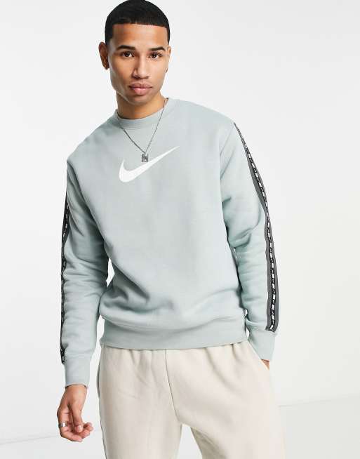 Nike repeat pack logo taping crew neck 2025 sweat in gre