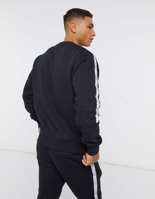 Nike Repeat Pack logo taping crew neck sweat in black