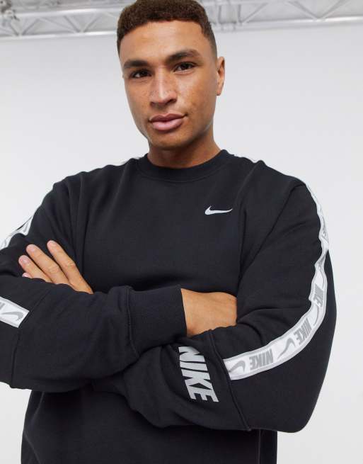 Nike repeat pack polyknit logo taping crew neck sweat in khaki hot sale