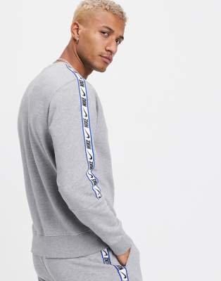 Nike repeat pack logo taping crew neck sweat in grey sale