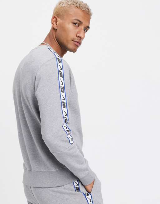 Nike Repeat Pack logo taping crew neck sweat in grey ASOS