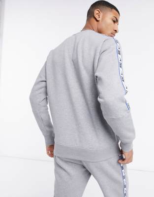 nike repeat pack logo taping crew neck sweat in grey