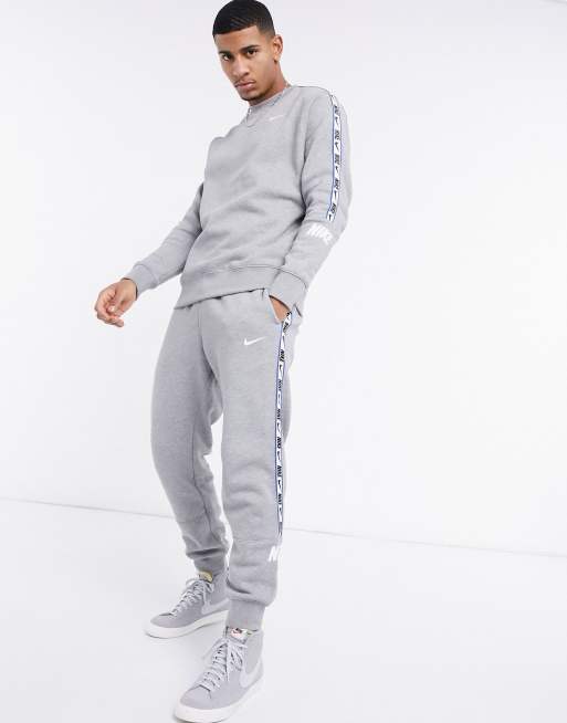 Nike repeat pack logo taping crew neck sweat in gre new arrivals