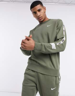 nike logo taping sweatpants in green
