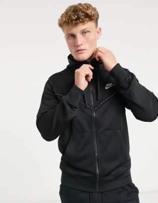 Nike repeat pack logo taping polyknit hoodie in black sale