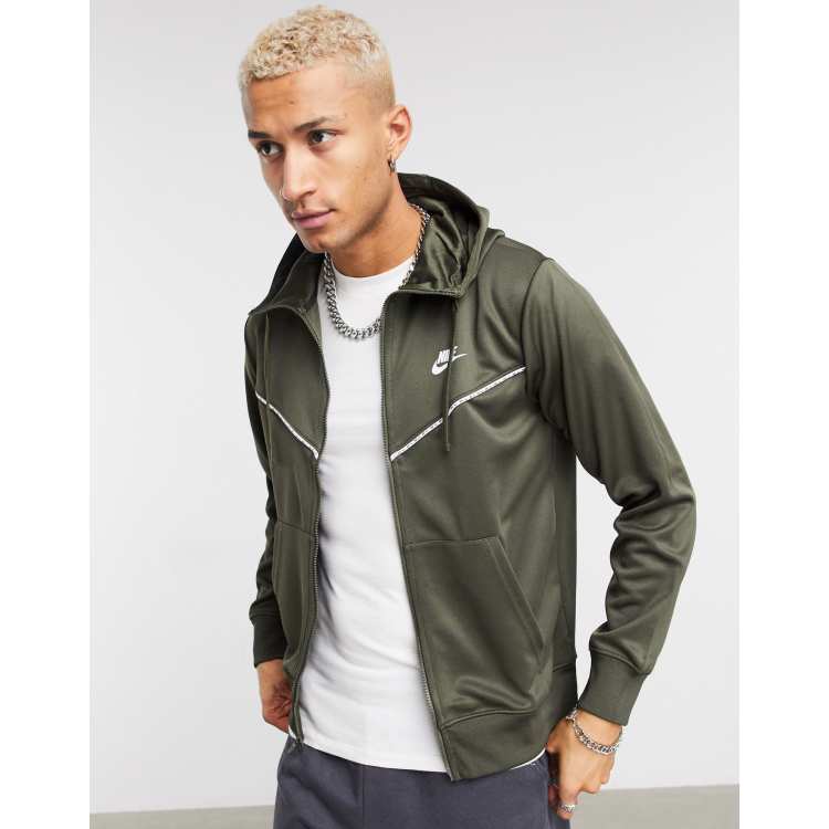 Nike Repeat Pack logo taping polyknit hoodie in khaki ASOS