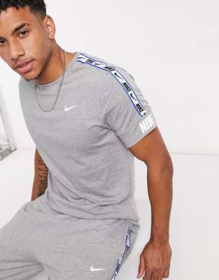 nike repeat pack logo taping tracksuit set in grey