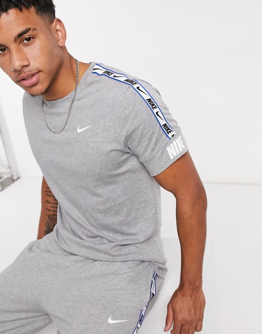 Nike Repeat Pack logo taping t-shirt in grey
