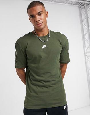 Nike Repeat Pack logo taping t-shirt in khaki-Green