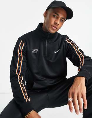 nike repeat pack taping hoodie in black