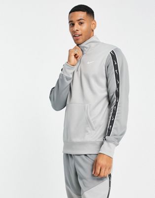 Nike repeat pack poly knit half zip sweat in grey
