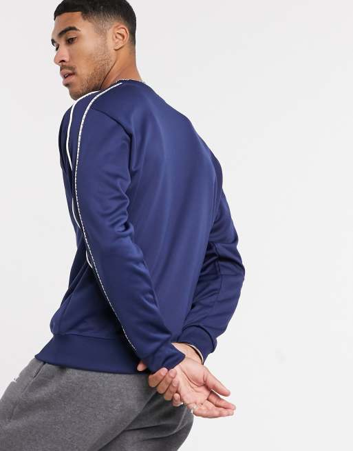 Nike Repeat Pack polyknit logo taping crew neck sweat in navy | ASOS