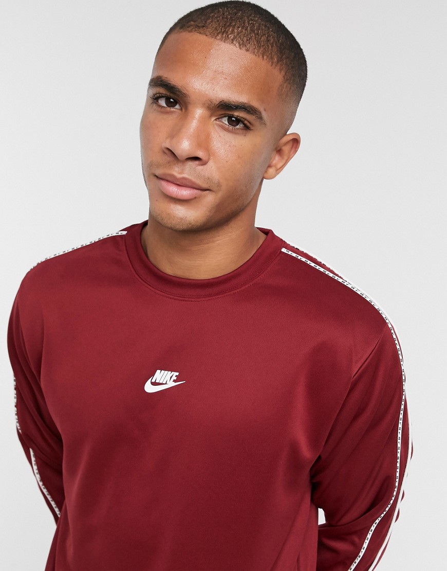 Nike Repeat Pack polyknit logo taping crew neck sweat in red