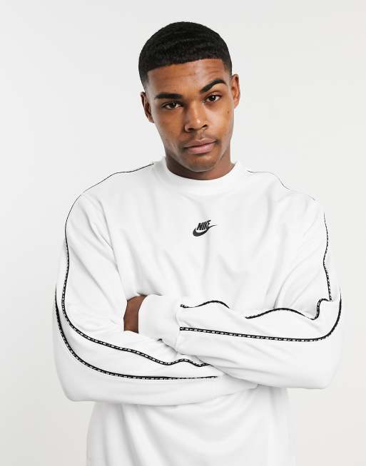 Nike repeat pack logo taping discount crew neck sweat in gre