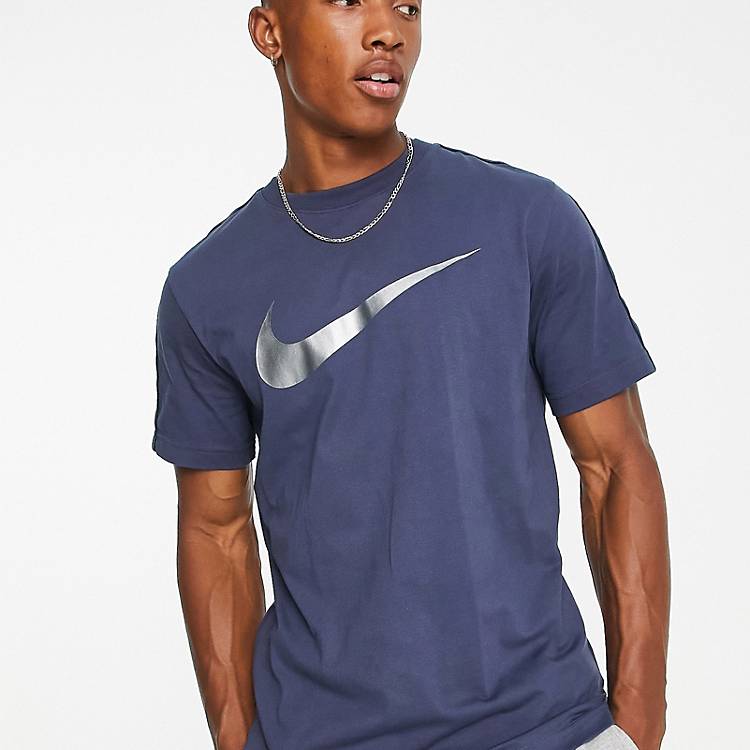 Nike Retro Swoosh Logo Heavyweight T-shirt In Midnight Navy ...