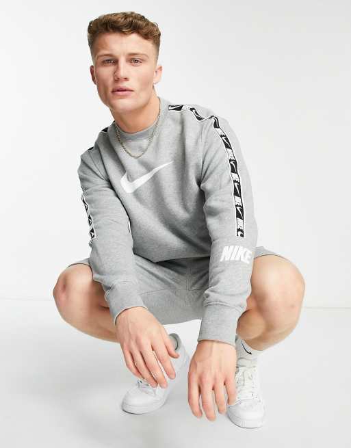 Nike Repeat Pack taping crew neck sweat in grey ASOS