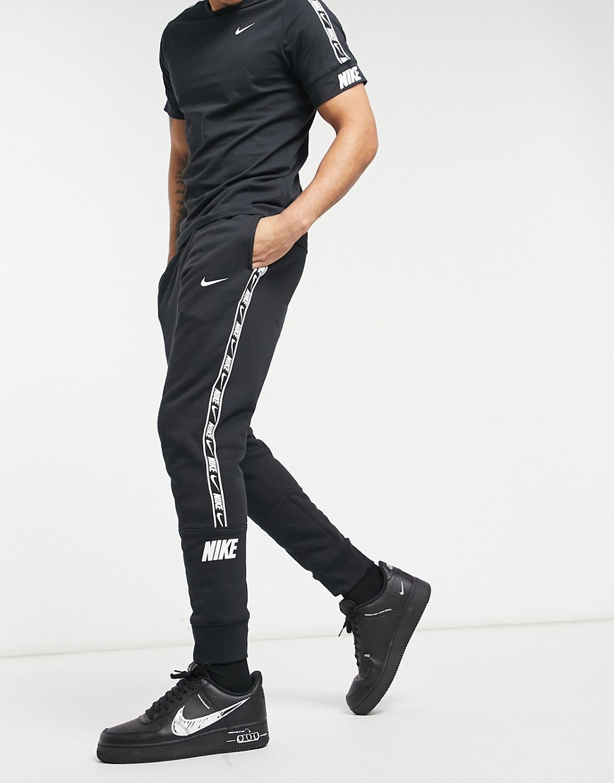 Nike Repeat Pack taping cuffed joggers in black