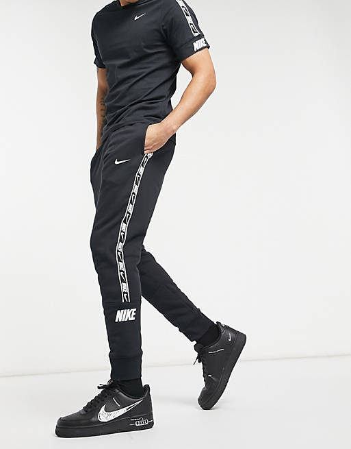 jeugd Beleefd Ontwaken Nike Repeat Pack taping cuffed sweatpants in black | ASOS