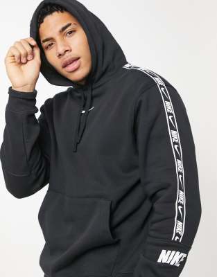 nike logo taping hoodie in black