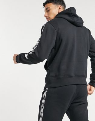 nike logo taping hoodie in black