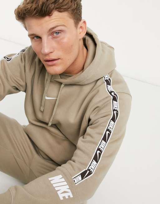 Nike Repeat Pack taping hoodie in dusty khaki ASOS