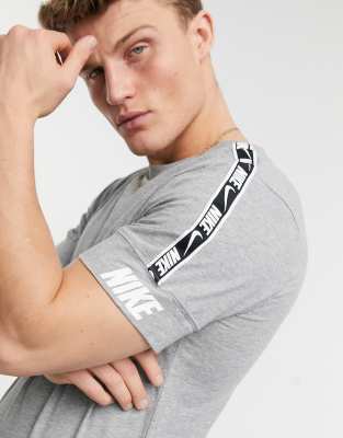 nike repeat pack logo taping crew neck sweat in grey