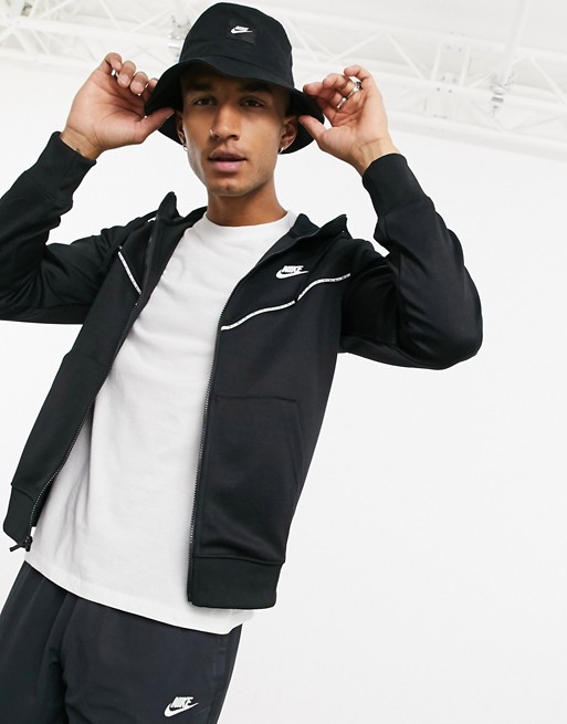 Nike Repeat Pack zip-through polyknit logo taping hoodie in black
