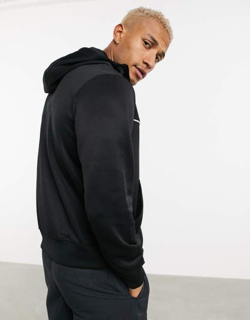 Nike Repeat Pack zip through polyknit logo taping hoodie in black