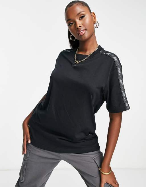 Nike Repeat Tape boyfriend T shirt in black