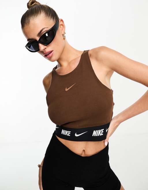 Nike Training Dri-FIT One Luxe Icon Clash all over print tank top in khaki