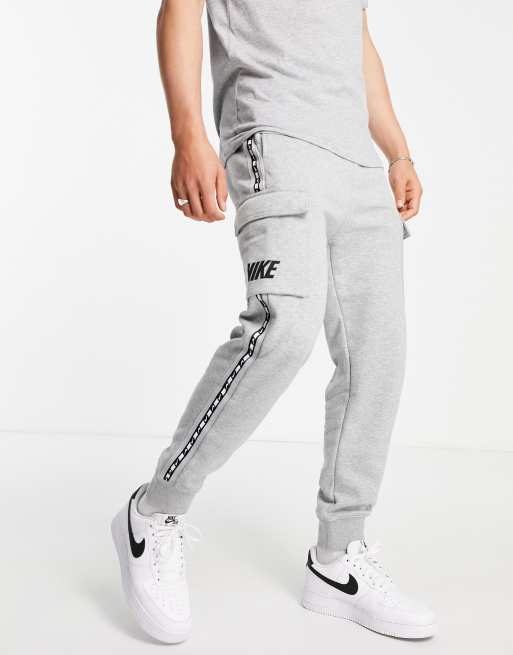 Nike tape sale fleece joggers grey