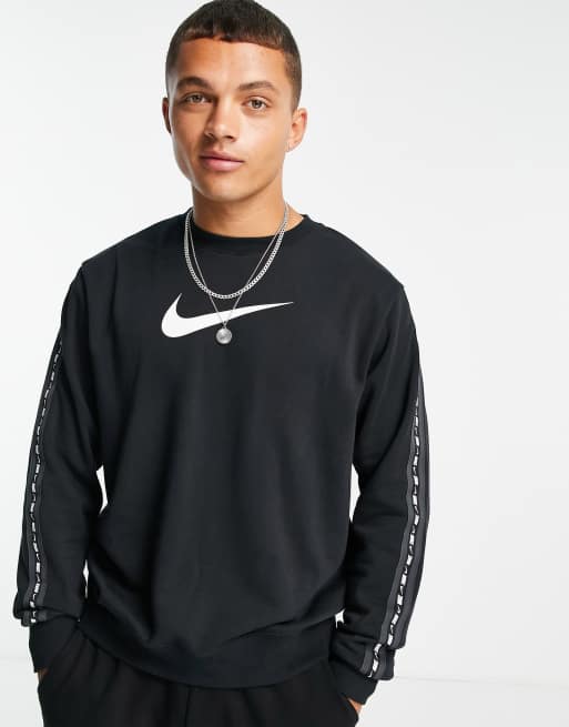 Nike Repeat taping fleece sweatshirt in black