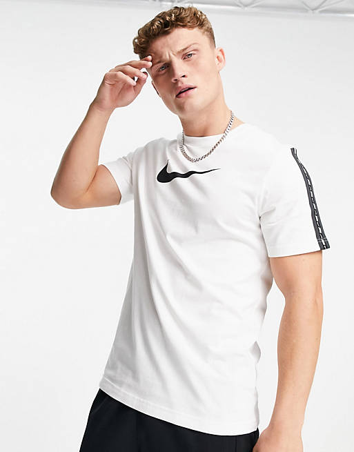 Nike Repeat taping t-shirt with swoosh logo in white | ASOS