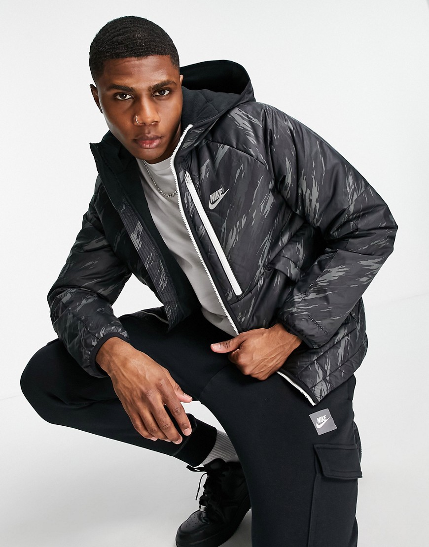 Nike Repel Therma-FIT Eco-Down camo print padded jacket in black