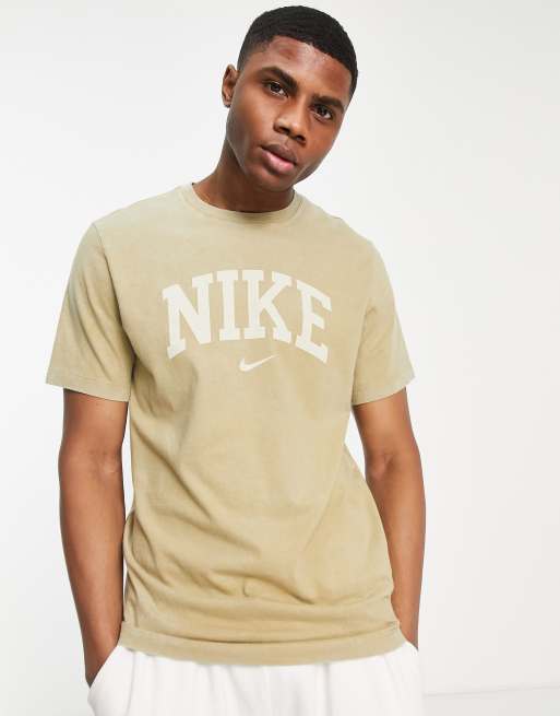 Nike Retro Arch logo heavyweight oversized t shirt in beige