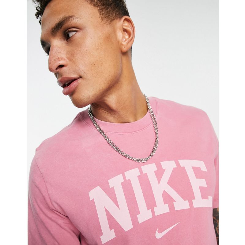 Uomo Activewear Nike - Retro Arch - T-shirt oversize in tessuto pesante rosa slavato con logo