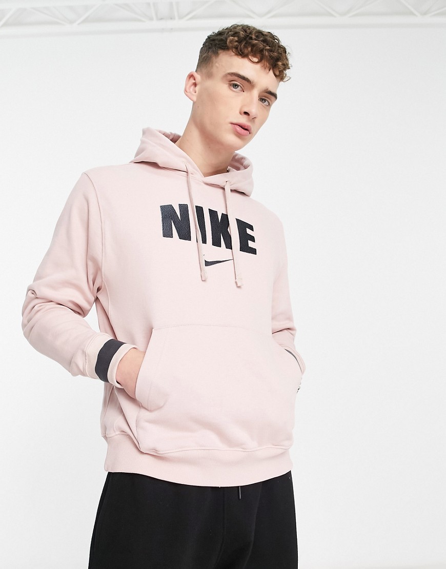 Nike Retro fleece hoodie in pink oxford