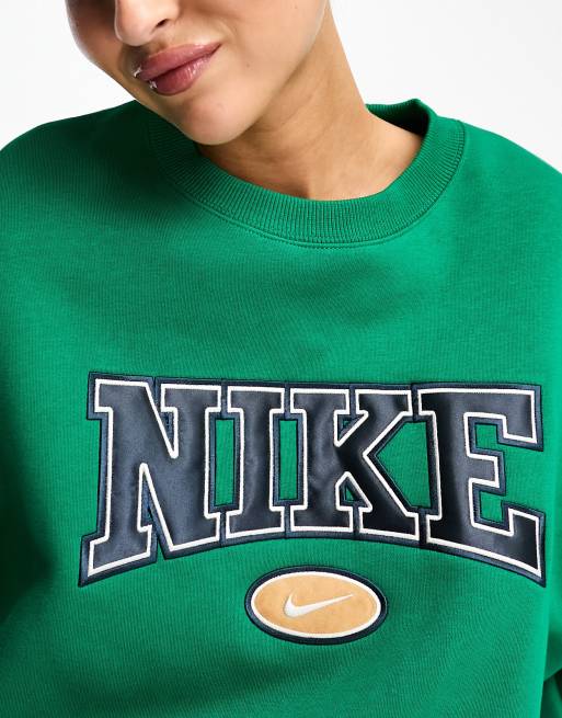 Nike retro fleece sweat in green | ASOS