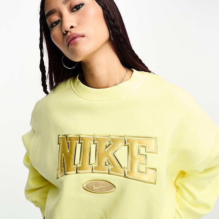 Nike retro fleece sweatshirt in yellow | ASOS Nike retro fleece sweatshirt in yellow | ASOS