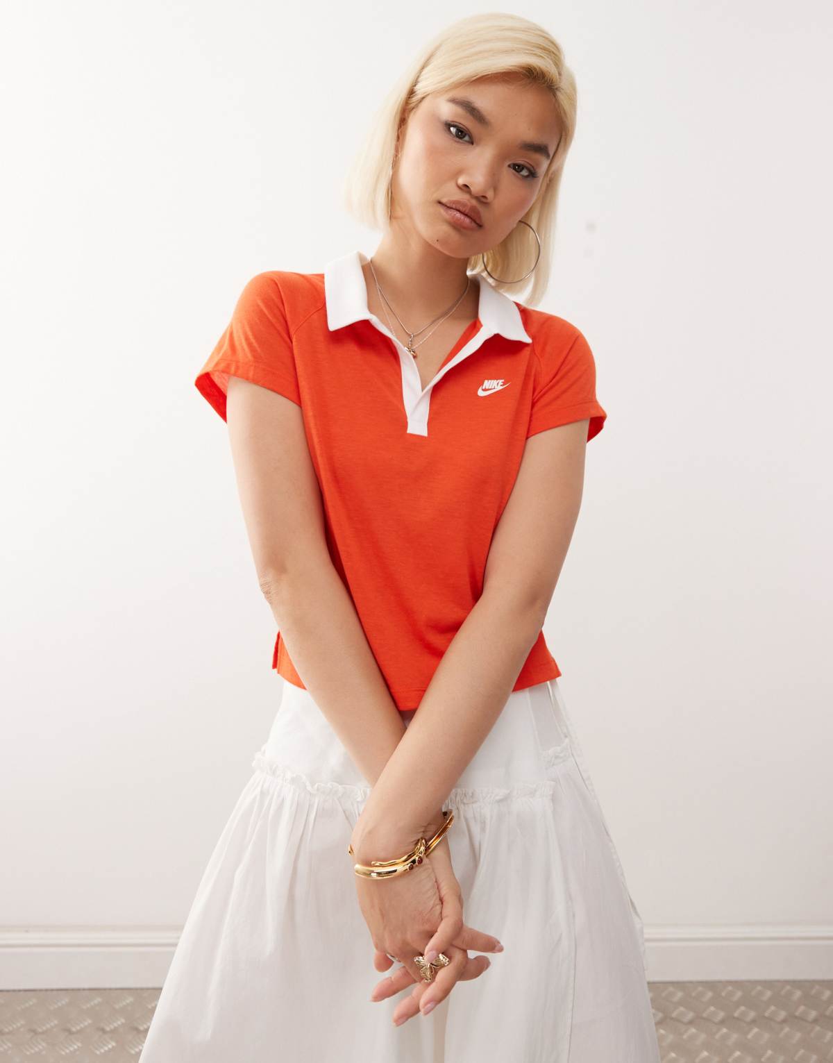 Nike Retro Football polo in red and white