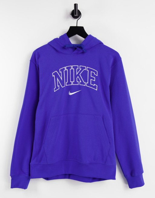 Nike Retro logo fleece hoodie in royal blue