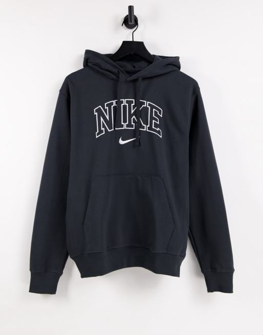 Nike Retro logo fleece hoodie washed black |