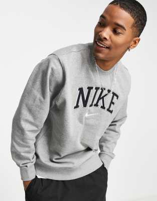 Nike Retro logo heavyweight sweatshirt in grey ASOS