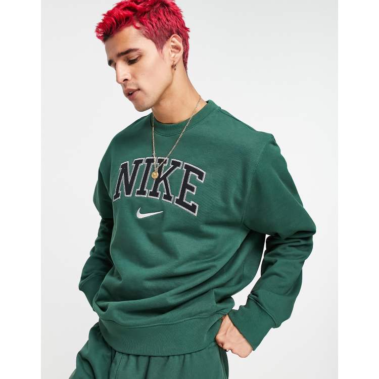 Nike Retro logo heavyweight sweatshirt in noble green